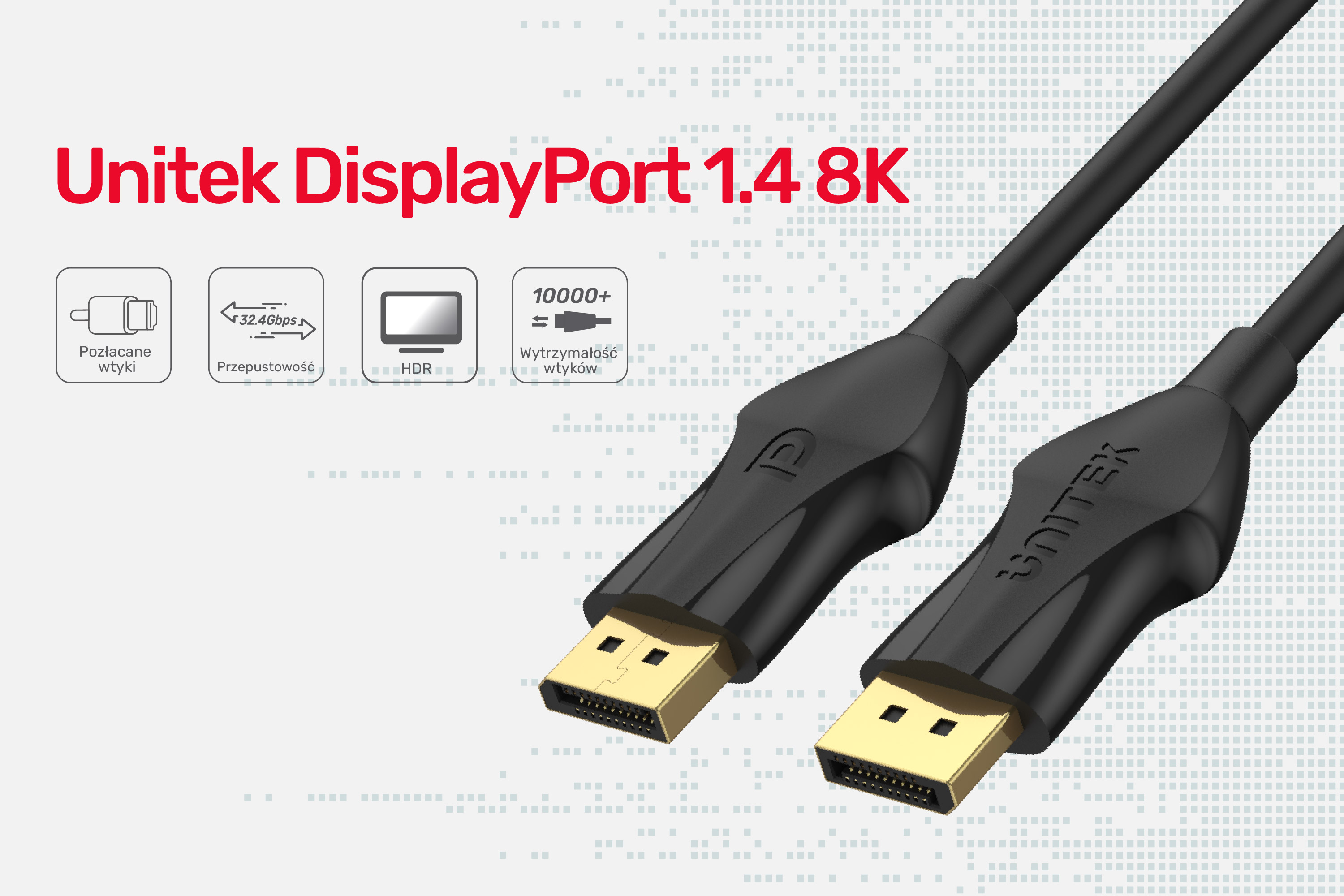 Unitek przewód DisplayPort 1.4 8K@60Hz C1624BK-1M 