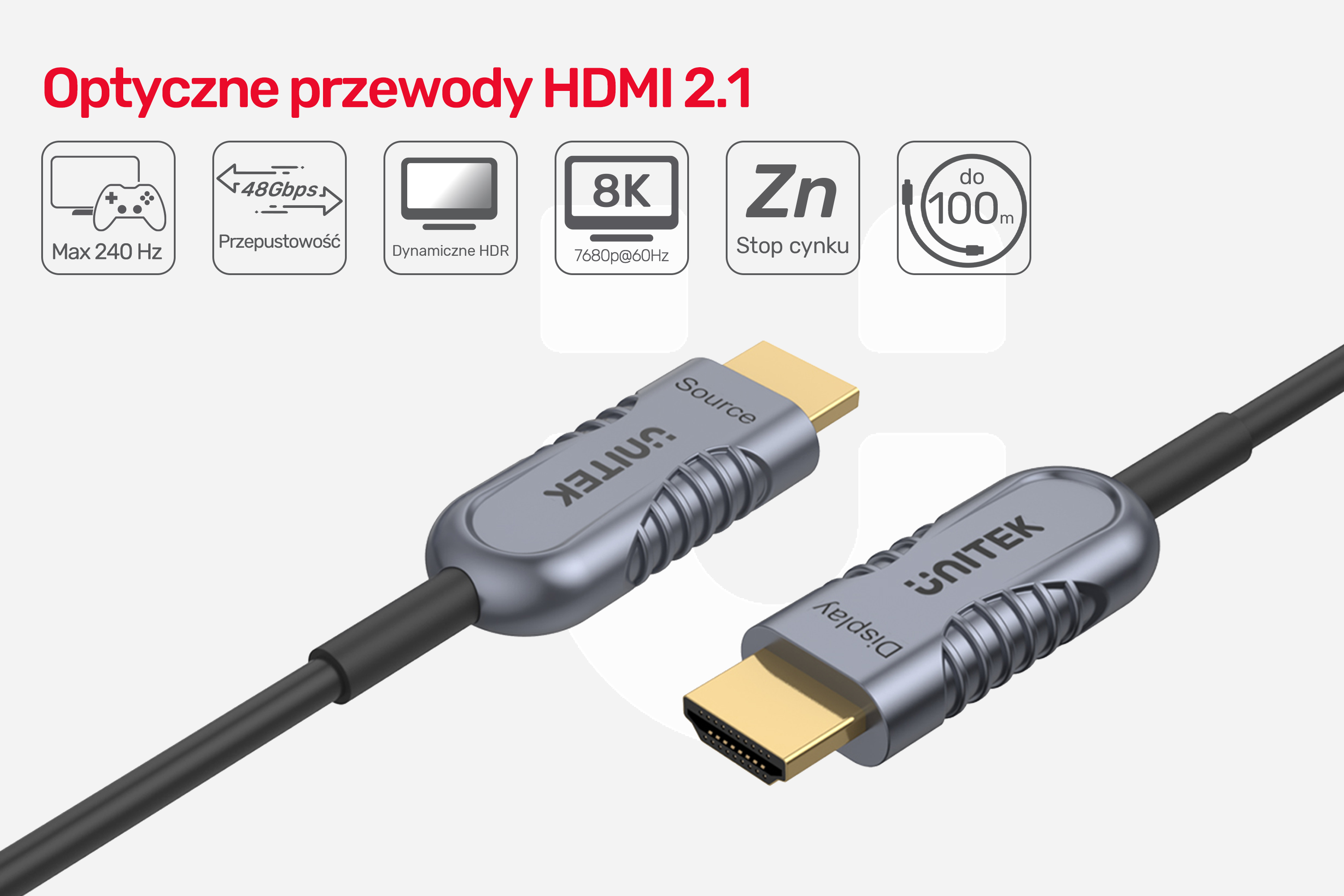 Optyczne przewody HDMI 2.1