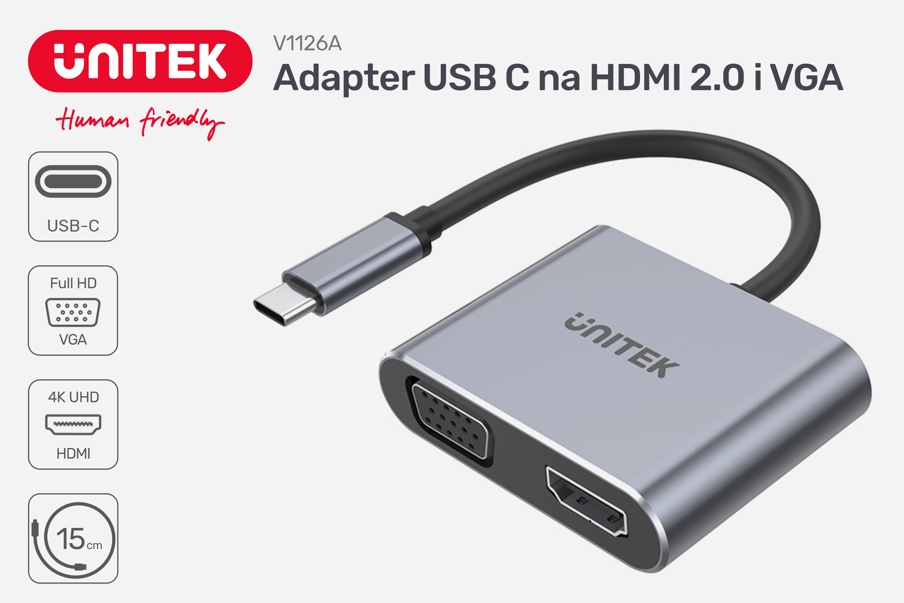 Adapter USB C na HDMI i VGA Full HD