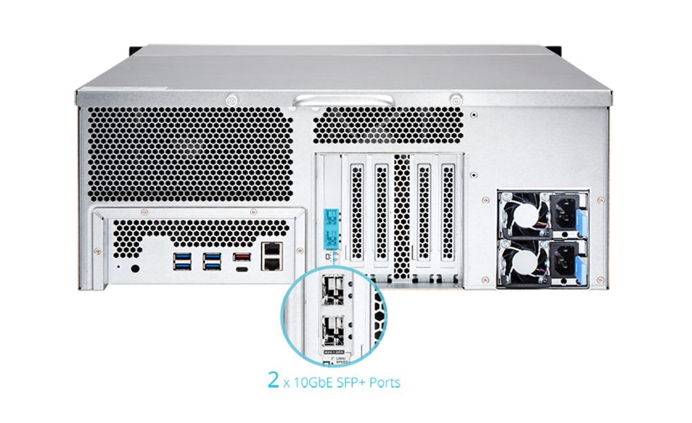 TS-h2477XU-RP Łączność 10GbE pozwala na optymalizację przesyłu danych i wirtualizację VMware z iSER