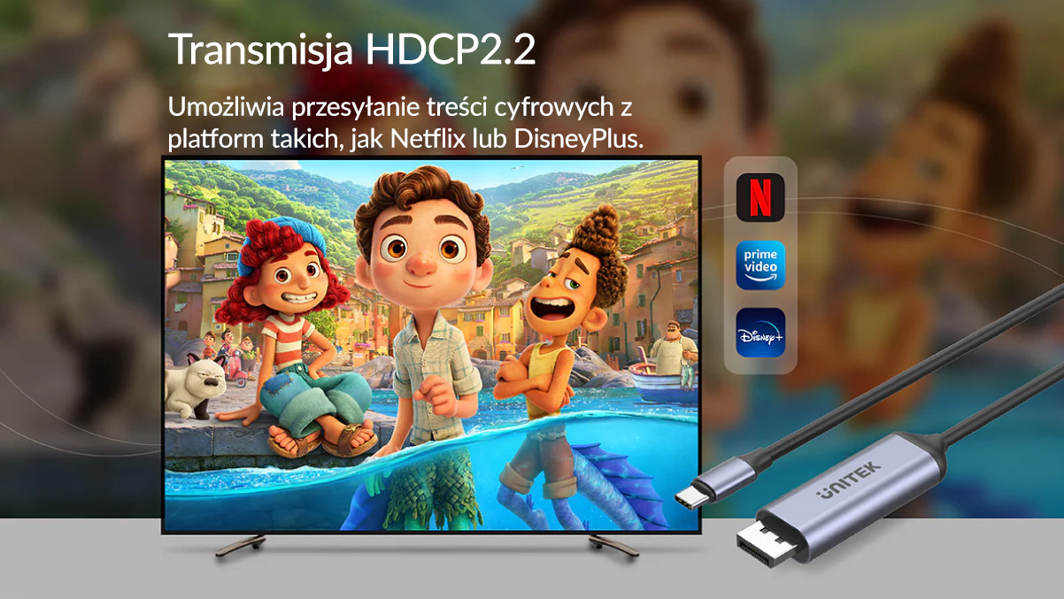 Unitek V1423C zabezpieczenia HDCP2.2 na Netflix, Amazon Prime Video, DisneyPlus i HBO